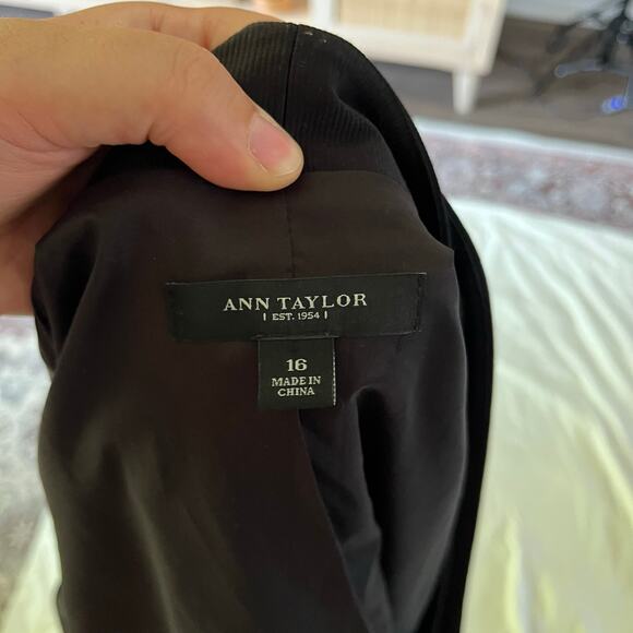 Ann Taylor Black Wool Collarless Blazer Plus Size 16 Career Office Work - Picture 11 of 13